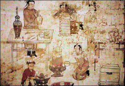 下八里村6號(hào)墓壁畫(huà)--茶作坊圖 [遼]