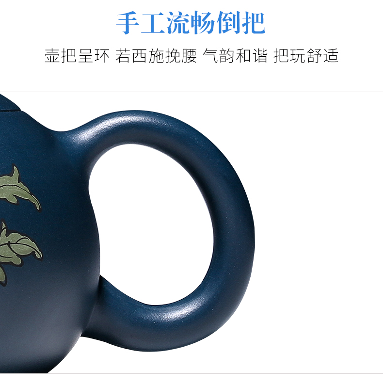 純手工紫砂壺，小巧琺瑯印花紫砂壺
